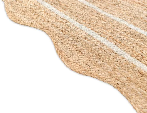 Miniatura 2 de Alfombra rectangular trenzada hecha a mano con borde festoneado para sala de estar, dormitorio, entrada