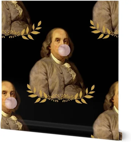 Spoonflower Papel tapiz para despegar y pegar, papel tapiz extraíble personalizado de Benjamin Franklin Presidente Histórico Caprichoso Bubblegum