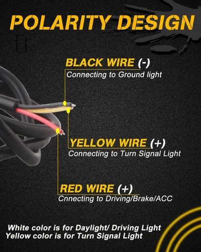Miniatura 7 de Qasim Tira de luces LED DRL de 23.6 in de color blanco y amarillo, tira de luces de circulación diurna de 24 pulgadas, tira de guía de señal de giro