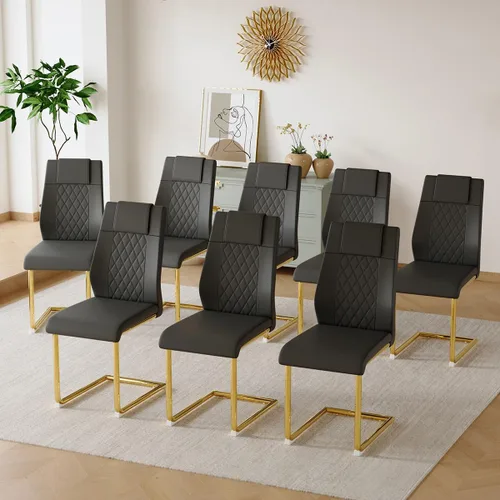 Miniatura 38 de gopop Juego de 4 sillas de comedor, modernas sillas de cocina y comedor con patas de metal galvanizado, sillas laterales tapizadas para comedor