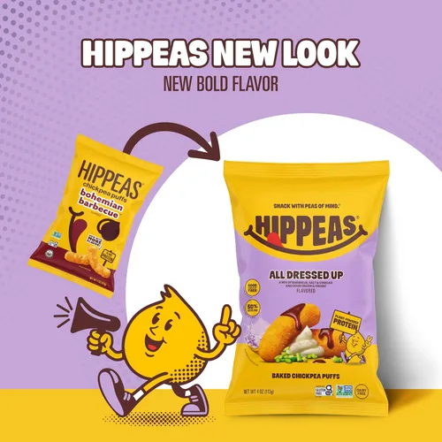 Miniatura 3 de Hippeas Puffs de garbanzos, todo disfrazado, 6 bolsas de 4 onzas, bocadillos de garbanzos crujientes horneados con 0.11 onzas de proteína vegetal