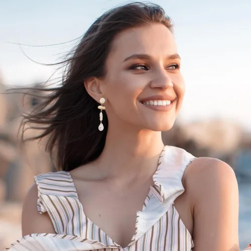 Miniatura 4 de Aretes de perlas para mujer, aretes colgantes de perlas para adolescentes y niñas, aretes de perlas, elegantes aretes de perlas, aretes colgantes