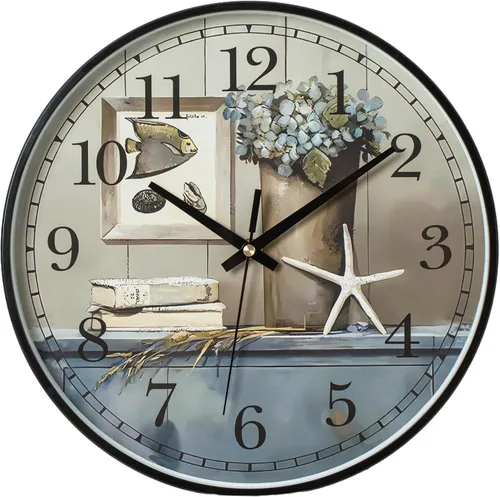 MOVEBEST Reloj de pared vintage con diseño de flores y pájaros, cristal silencioso, sin tictac, sala de estar, dormitorio, reloj de pared