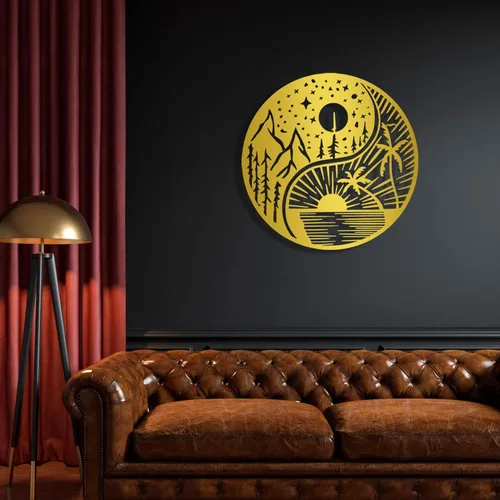 Miniatura 3 de Ying Yang Sun and Moon Metal, decoración de pared de metal Yin Yang, Sun Moon Metal, decoración de pared de metal, sol y luna, arte de pared