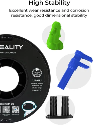 Miniatura 6 de Creality Filamento ABS de 1.75mm, color negro, 2 kg, paquete de filamento para impresora 3D, excelente resistencia, inodoro, no tóxico, estabilidad