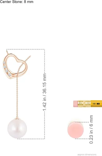 Miniatura 3 de Collar de corazón con perlas cultivadas de Akoya japonesas de estilo lariat perla cultivada Akoya de 0315in