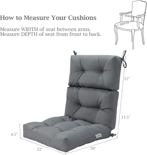 Miniatura 7 de Giantex - Cojín para silla de patio exterior, 5 pulgadas, para respaldo alto con 4 lazos de cuerda, cojín para columpio de patio, silla con asiento