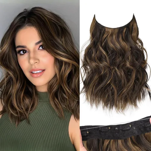Miniatura 11 de KooKaStyle - Extensiones de cabello con hilo invisible, diadema transparente, ajustables, 4 clips fijadores, cabello largo y ondulado de 12
