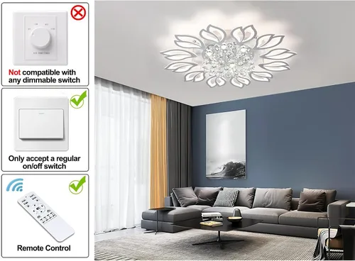 Miniatura 5 de Tioolo Lámpara de techo moderna, lámpara de techo LED regulable, lámpara de araña en forma de flor de 12 cabezales con control remoto, accesorio