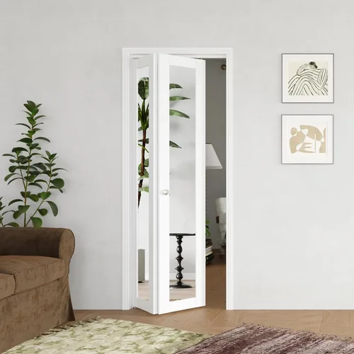 Miniatura 15 de BARNER HOME Puertas plegables, puertas de armario con espejo completo para abertura de 48" (doble 24") x 80", puerta plegable interior para despensa