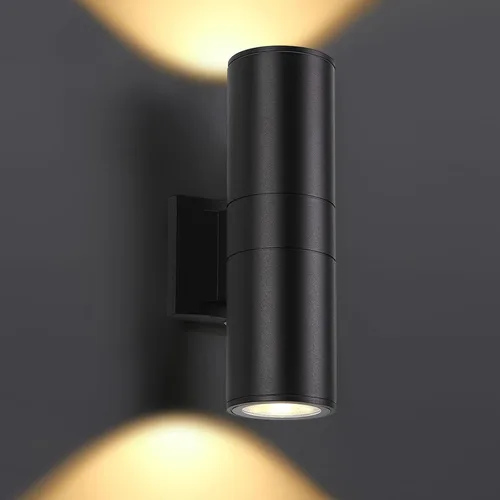 Miniatura 11 de DAKAFUL 5CCT - Luces de pared regulables para exteriores, paquete de 2 unidades, 3000 K, 5000 K, 6000 K, cilindro LED integrado, luz de aluminio