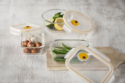Miniatura 2 de LOCK & LOCK Purely Better - Recipiente de almacenamiento de alimentos de vidrio con tapa de ventilación de vapor, cuadrado de 17 onzas