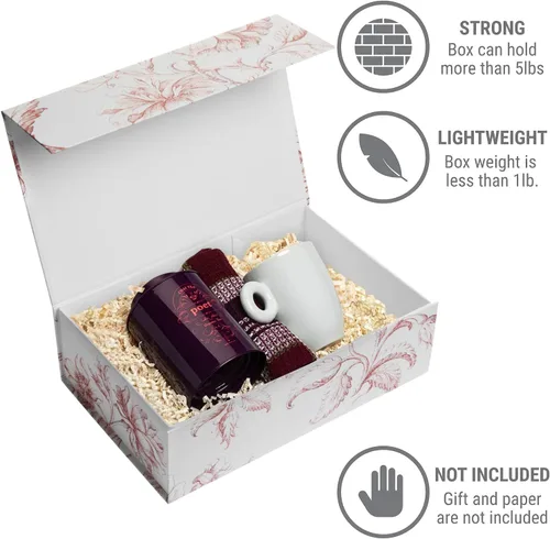 Miniatura 6 de Caja de regalo de recuerdo de lujo, paquete de 3 cajas decorativas florales rosas con tapas magnéticas para regalos, caja de recuerdos de boda
