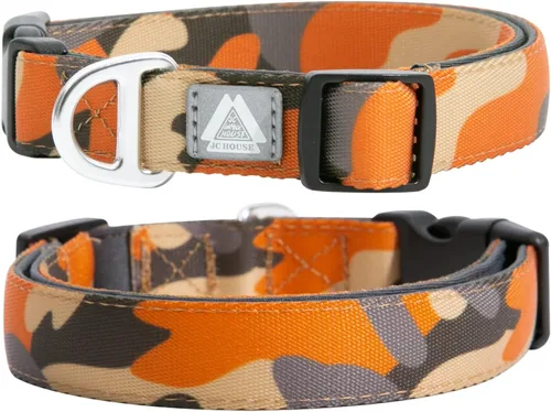 Collar para perro acolchado suave, cuello 9''-14'', collar ajustable de servicio pesado con logotipo reflectante 3M para perros pequeños, camuflaje