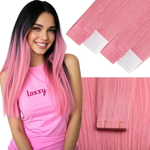 Miniatura 24 de Loxxy Extensiones adhesivas de cabello humano de 12 pulgadas, extensiones de cabello humano real color negro azabache, con cinta adhesiva de trama