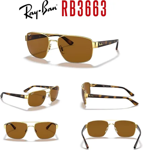 Miniatura 7 de Ray-Ban RB3663 - Gafas de sol rectangulares para hombres + paquete con KIT DE ACCESORIOS PARA GAFAS