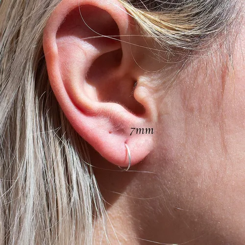 Miniatura 66 de Aretes de plata de ley abiertos para cartílago, tragus, delgados, calibre 22
