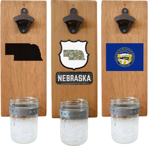 Miniatura 44 de Abrebotellas de cerveza de Massachusetts – Abridor de botellas hecho a mano montado en la pared con tapa – Regalo de cerveza para él o ella