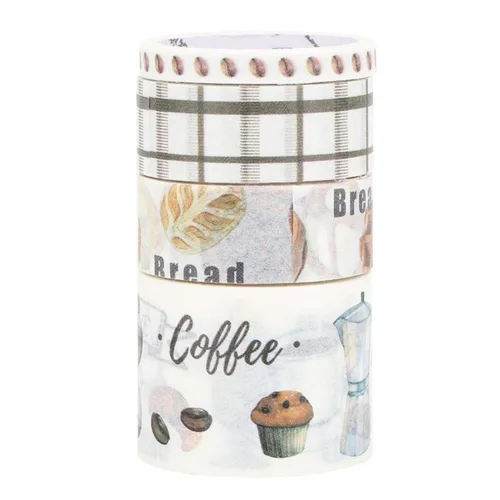 Miniatura 9 de Washi - Juego de 4 cintas adhesivas decorativas para diarios de viñetas, álbumes de recortes, estilo cultural café, cinta Washi para álbumes