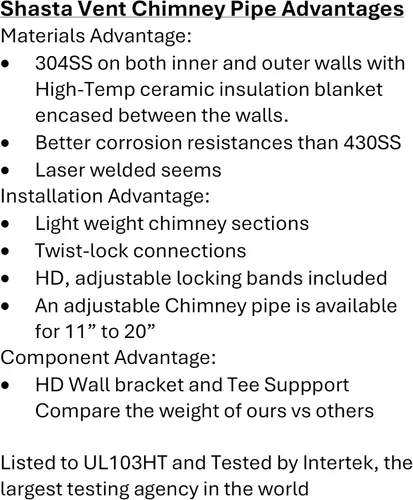 Miniatura 2 de Soporte de pared ajustable resistente para sistemas de chimenea Shasta Vent de 6" (8" O.D.)