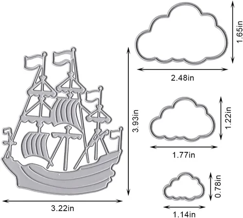 Miniatura 2 de Estivaux Juego de troqueles de barco marino de verano para hacer tarjetas, nubes anidadas, marcos de corte, plantillas de troqueles de barco