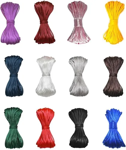 Miniatura 17 de 2.0 mm x 110 yardas de cordón de satén de nailon para abalorios, hilo trenzado para nudos chinos, rattail, macramé, pulseras, collares, fabricación