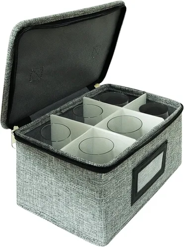 Miniatura 7 de HURZMORO Caja de almacenamiento para vaso de whisky Glencairn, 6 soportes para vasos de whisky para organizador, interior totalmente acolchado