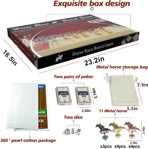 Miniatura 3 de Grande Juego de Mesa de Carreras de Caballos de 21 Pulgadas Finish LINE Está Equipado con 11 Caballos de Artesanía Metálica de Lujo Tablero