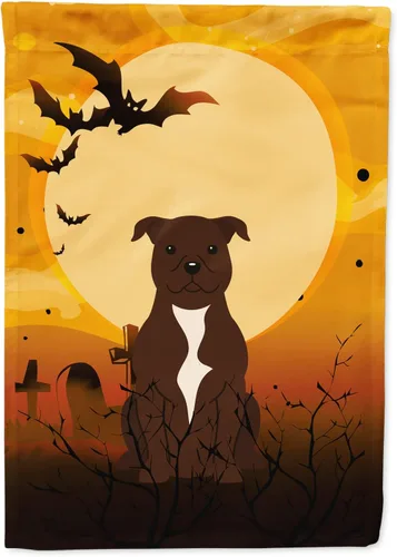 Miniatura 134 de Caroline's Treasures BB4307GF - Bandera de Halloween Airedale para jardín, bandera decorativa para patio exterior, obras de arte de patio, macizos
