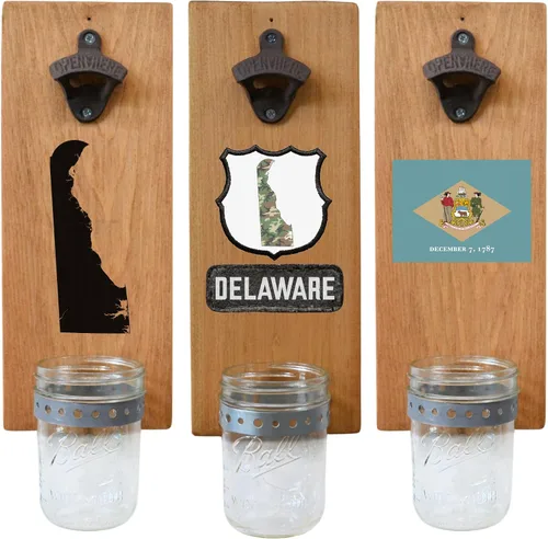 Miniatura 20 de Abrebotellas de cerveza de Massachusetts – Abridor de botellas hecho a mano montado en la pared con tapa – Regalo de cerveza para él o ella