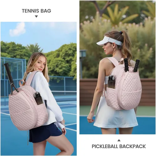 Miniatura 2 de Sucipi Bolsas de tenis para mujeres, Mochila bolsa acolchada para raqueta de tenis para raqueta de tenis, palas de pickleball, bádminton Rosa