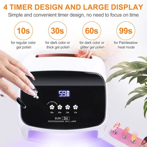 Miniatura 4 de Lámpara de uñas UV, 288 W, 8 horas, súper duradera, 15600 mAh, profesional, inalámbrica, lámpara LED UV para uñas, 66 cuentas de lámpara con sensor