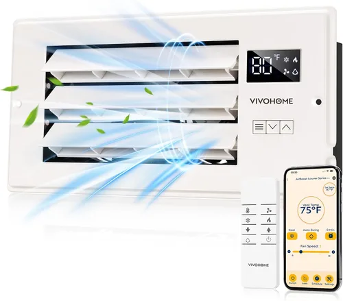 Miniatura 9 de VIVOHOME Ventilador elevador de registro de apertura de 4 x 10 pulgadas con rejilla ajustable de dirección del viento, termostato inteligente