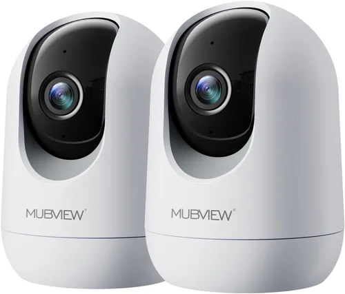 MUBVIEW - Cámaras para seguridad del hogar, WiFi 2.4/5GHz 2K interior con cable para bebé/mascota con aplicación para teléfono, visión nocturna, Un