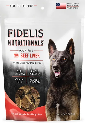 FIDELIS Golosinas crudas liofilizadas para perros pequeños, medianos y grandes, con alto contenido de proteínas, sin gluten, aperitivos saludables