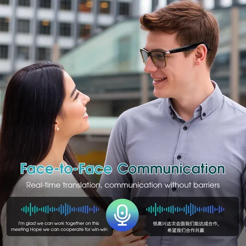 Miniatura 5 de Al - Lentes inteligentes para hombres y mujeres, lentes de traducción Bluetooth con 164 idiomas, lente de cambio de color, música y llamadas