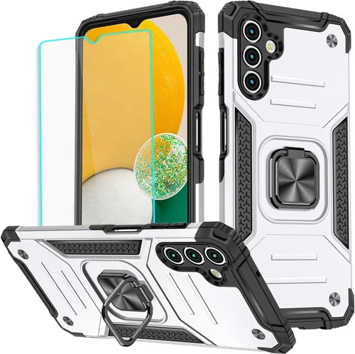 Miniatura 37 de HNHYGETE Funda para Samsung A13 5G, Galaxy A13 5G con protector de pantalla, soporte giratorio de grado militar de 360° (resistente), fundas Negro