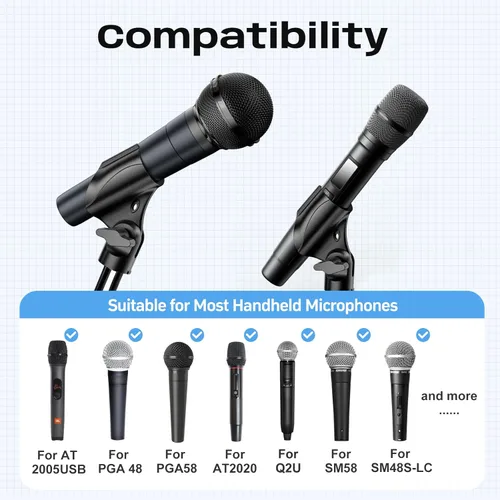 Miniatura 4 de Clip universal para micrófono, soporte de micrófono ajustable con adaptador macho de 5/8 pulgadas a hembra de 3/8 pulgadas (paquete de 2)