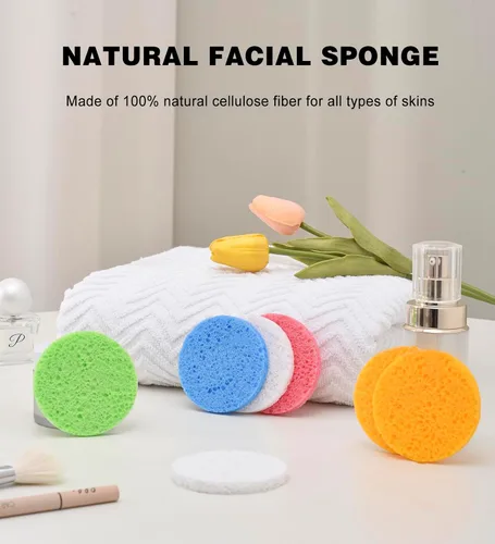 Miniatura 2 de METUUTER 50 esponjas faciales comprimidas para esteticistas, esponja facial de celulosa 100% natural, esponjas cosméticas profesionales de spa
