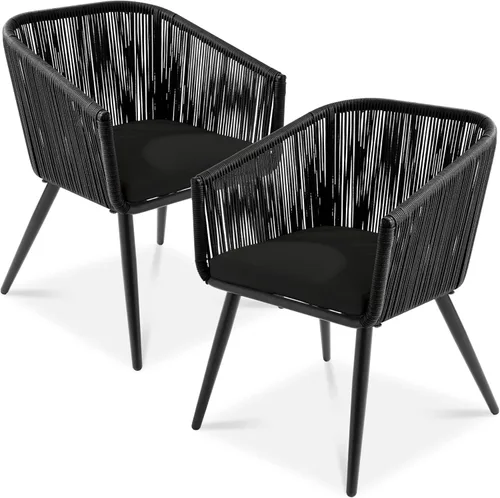 Best Choice Products Juego de 2 sillas de comedor de patio, asientos al aire libre para patio trasero, junto a la piscina, balcón con diseño de
