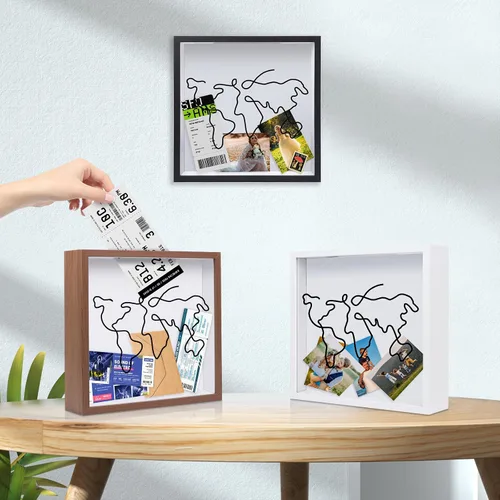 Miniatura 7 de ZEEYUAN Caja de archivo de aventura de viaje de 12 x 12 pulgadas, regalo para papá, regalo de esposa, hija e hijo, caja de sombra de memoria