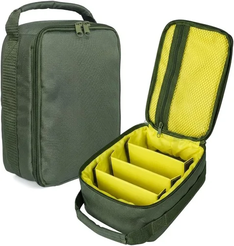 Miniatura 2 de Bolsa de aparejos de pesca, bolsas de pesca impermeables, carrete de pesca portátil y bolsa de equipo con 3 divisores ajustables para carretes