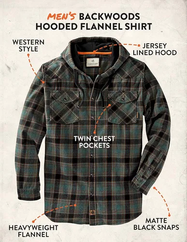Miniatura 4 de Legendary Whitetails Men's Backwoods Hooded Flannel Shirt