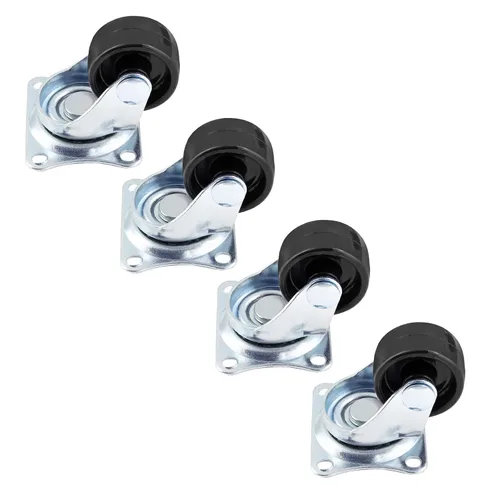 Miniatura 4 de Luomorgo Ruedas giratorias de 1 pulgada de diámetro Base de goma con placa superior rectangular y rodamientos resistentes 8 piezas