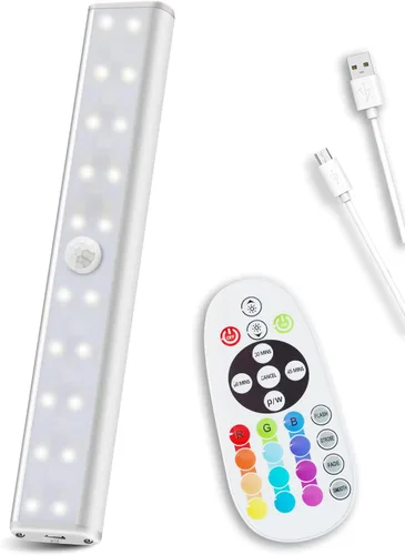 Miniatura 10 de SZOKLED Iluminación para debajo del gabinete, 48 luces LED inalámbricas recargables para debajo del gabinete, luces de encimera de cocina, luces RGB