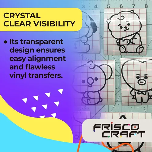 Miniatura 6 de Frisco Craft Cinta de transferencia de tachuelas prémium para vinilo, con rejilla de alineación y respaldo de papel, perfecta para vinilo Rejilla