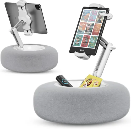 SupeDesk - Almohada para tablet para cama, soporte ajustable para tableta con cuenco desmontable para aperitivos, soporte para teléfono para cama,