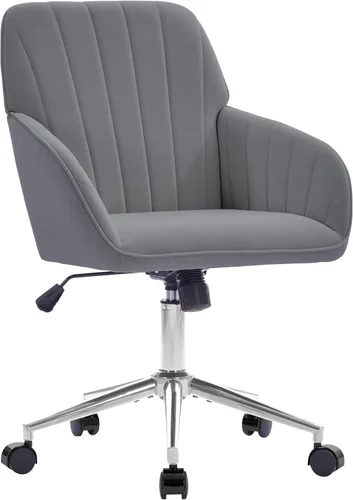 Miniatura 17 de Silla de oficina de terciopelo a rayas, silla ergonómica giratoria de 360° con respaldo alto, base dorada y ruedas, silla moderna de altura Rosa
