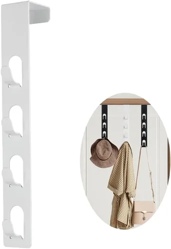 JAMEND CLXP Perchero de 4 Capas de Metal para Sombreros, 1 Pieza, Gancho Vertical Fuerte en Blanco, Perchero sobre Puerta para Colgar Bolsas,