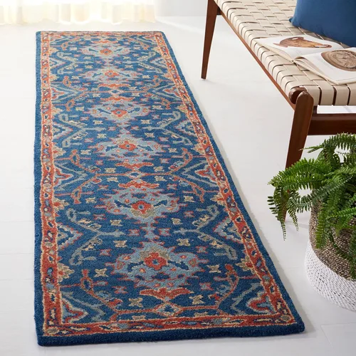 SAFAVIEH Heritage Collection - Alfombra de pasillo, 2 pies 3 pulgadas x 6 pies, azul y multicolor, hecha a mano, lana oriental tradicional, ideal